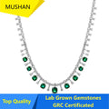 MUSHAN Luxury Jewelry 925 Sterling Silver Chain Pendant Necklace Lab Grown Emerald Ruby Gemstones Necklaces Pendants GRC Jewelry