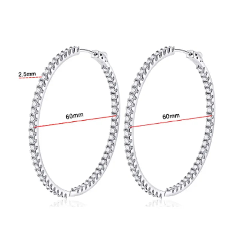 KNOBSPIN Moissanite Loop Earrings for Women 925 Sterling Sliver 1.2mm D vvs1 Lab Grown Diamond Ear Studs Fine Jewelry Gift