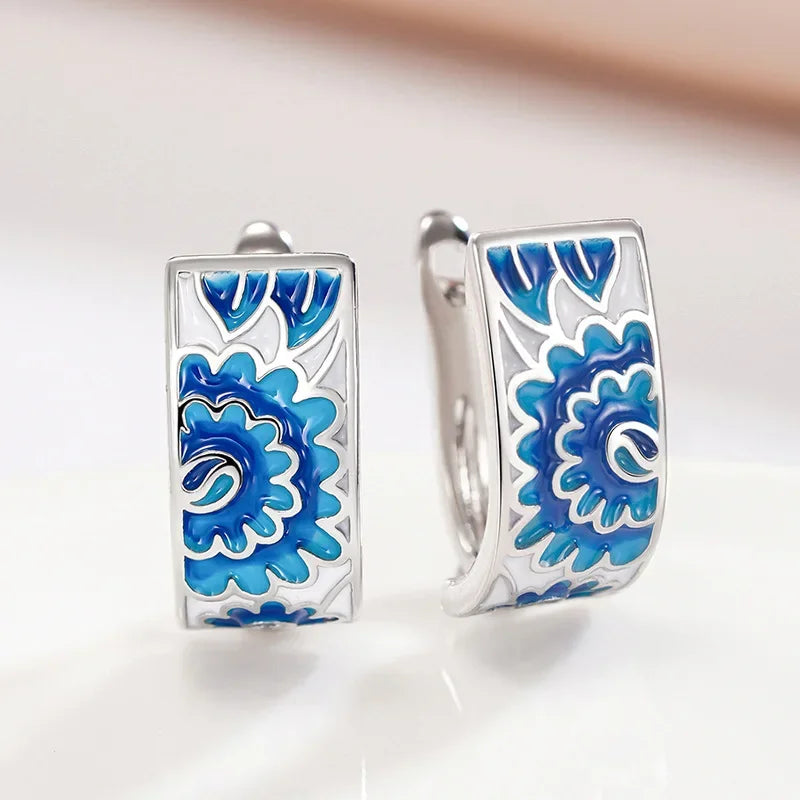 European and American Design High-end Luxury Enamel Earrings+rings, Wedding Parties, Bride's Wedding Accessories