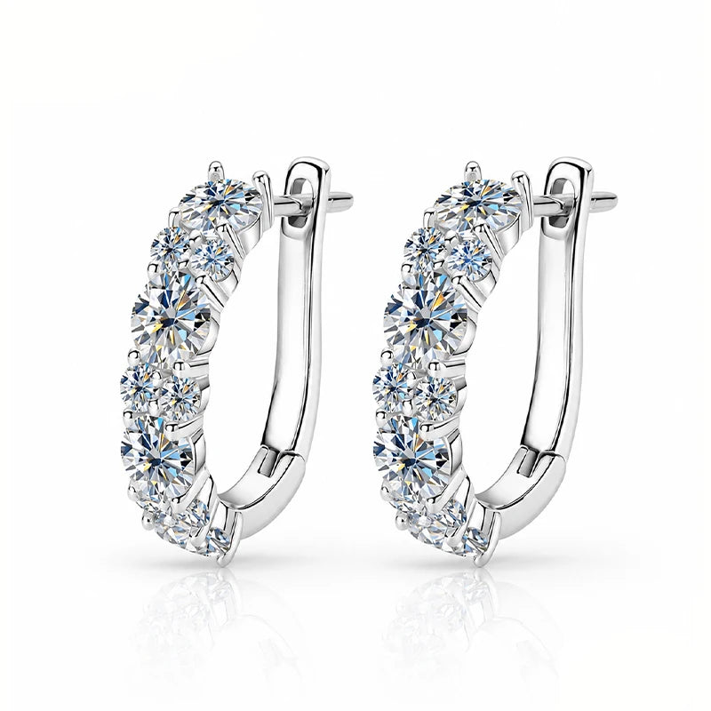 925 Sterling Silver Moissanite Earrings - Simple, Elegant, Classic, Versatile, High-Quality, Suitable for Both Men and Women