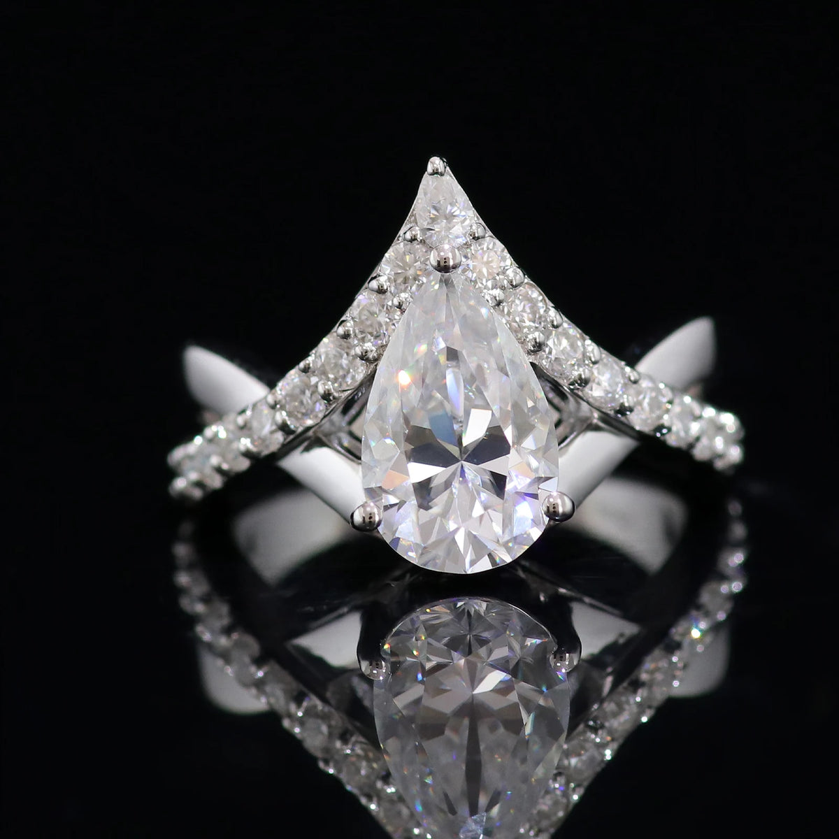 Provence 10K/14K/18K Moissanite Eternity Rings for Women D Color VVS Pear Cut 3.5CT Custom Statement Rings Twisted Rings