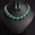 Elegant Jewelry Set Women Zircon Necklace Earrings Statement Bridal Wedding Banquet Luxury Evening Party Accessories Gift
