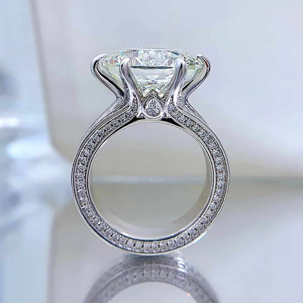 10ct High Carbon Diamond Rings for Women Men S925 Sterling Silver Hundred-sided cut Luxury Ultra Flash 5A Zircon Eternity Rings