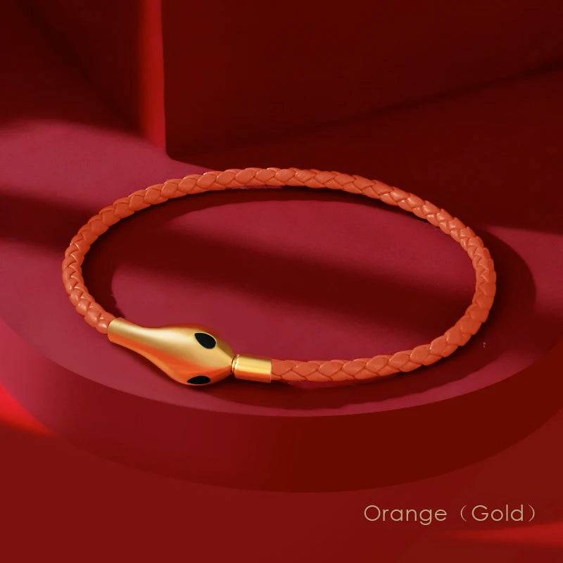 Classic Design Luxury Snakehead Bangles for Women Fashion Jewelry Genuine Braided Leather Bracelets Party Gifts Wholesale