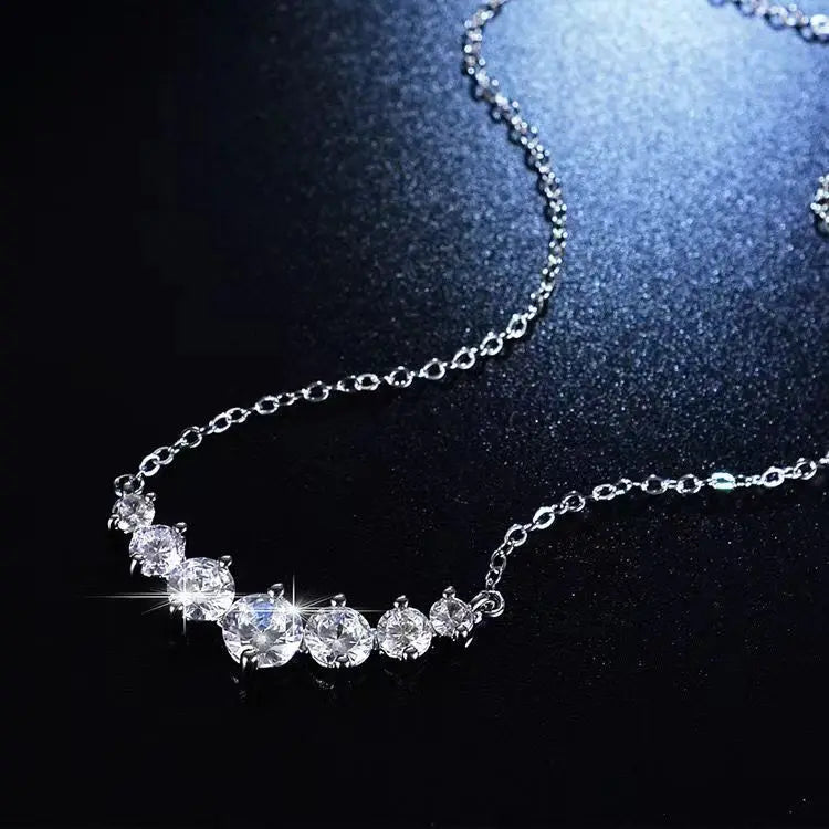 PT950 Morganite Seven-Star Necklace - Straight Drop Pendant Jewelry for Women - Simple and Elegant - High-End Necklace
