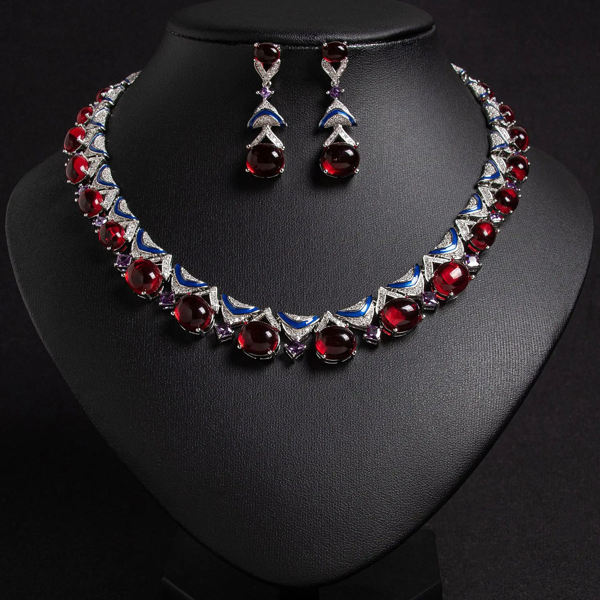 Elegant Jewelry Set Women Zircon Necklace Earrings Statement Bridal Wedding Banquet Luxury Evening Party Accessories Gift