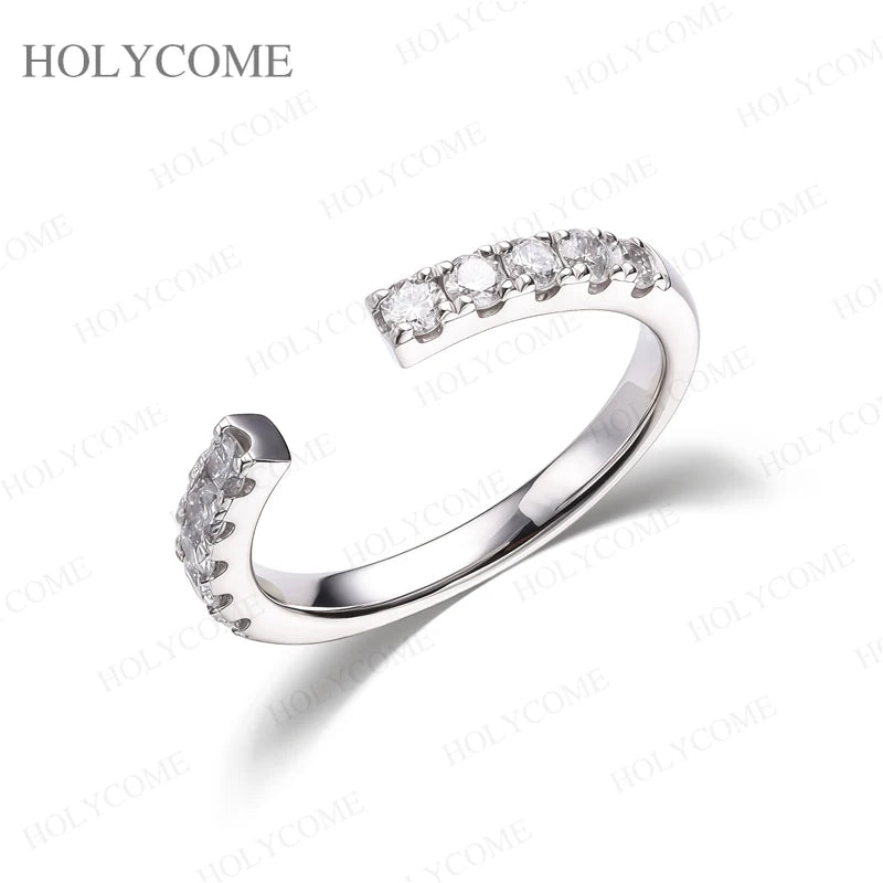 18k White Gold Plated All  Lab Diamond Rings Adjustable Sparkling Wedding Band 10K 14K PT950 Fine Engagement Jewelry for Women