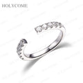 18k White Gold Plated All  Lab Diamond Rings Adjustable Sparkling Wedding Band 10K 14K PT950 Fine Engagement Jewelry for Women