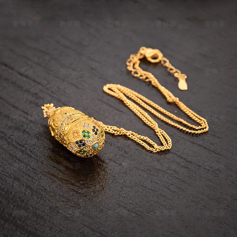 9999 24K real gold flowers blooming see the Buddha Gawu box necklace pendant Amitabha Buddha Guanyin gold jewelry men and women