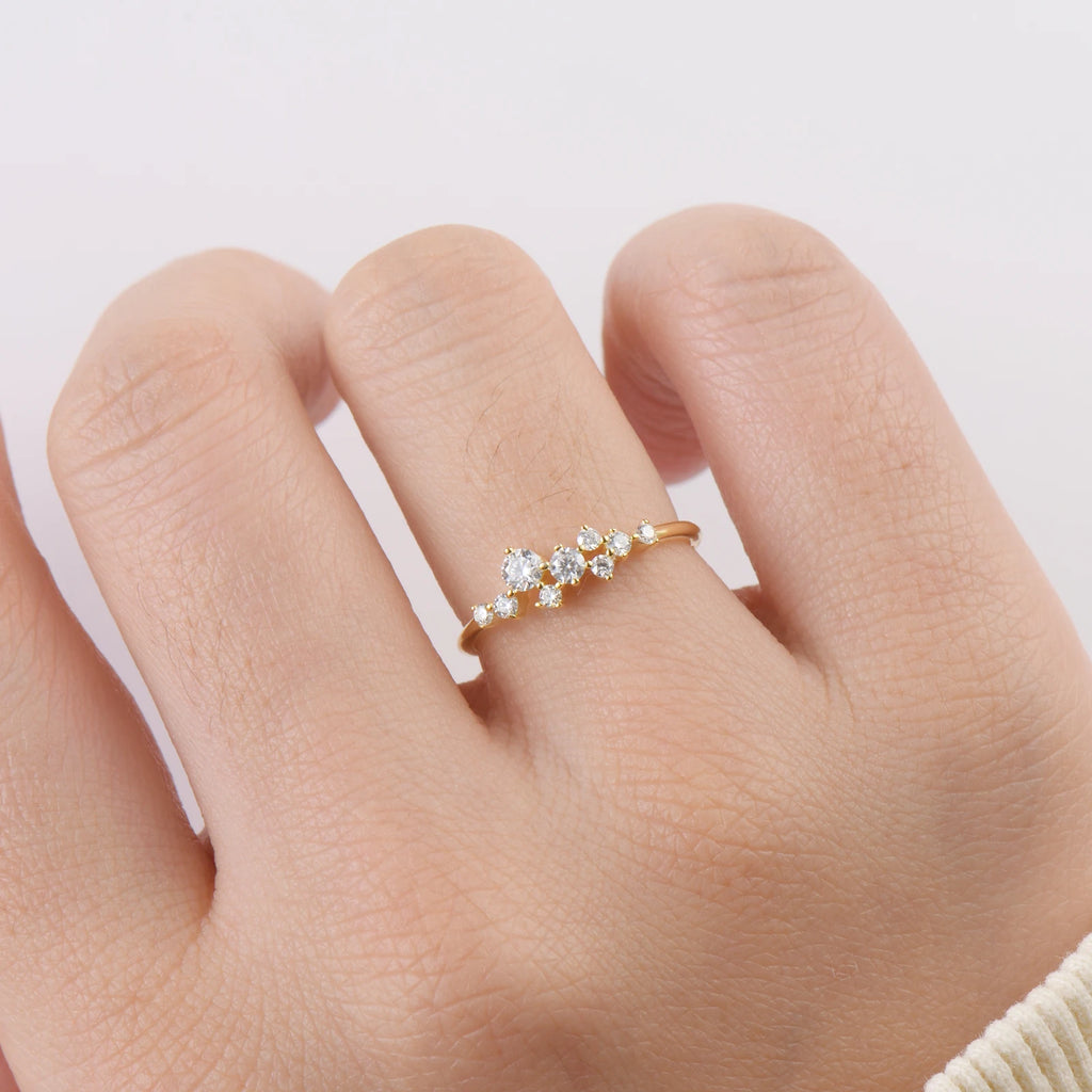 Delicate Full Moissanite Rings For Women 925 Sterling Silver Diamond Wedding Band Women's Stackable Tiny Ring Anniversary Gift