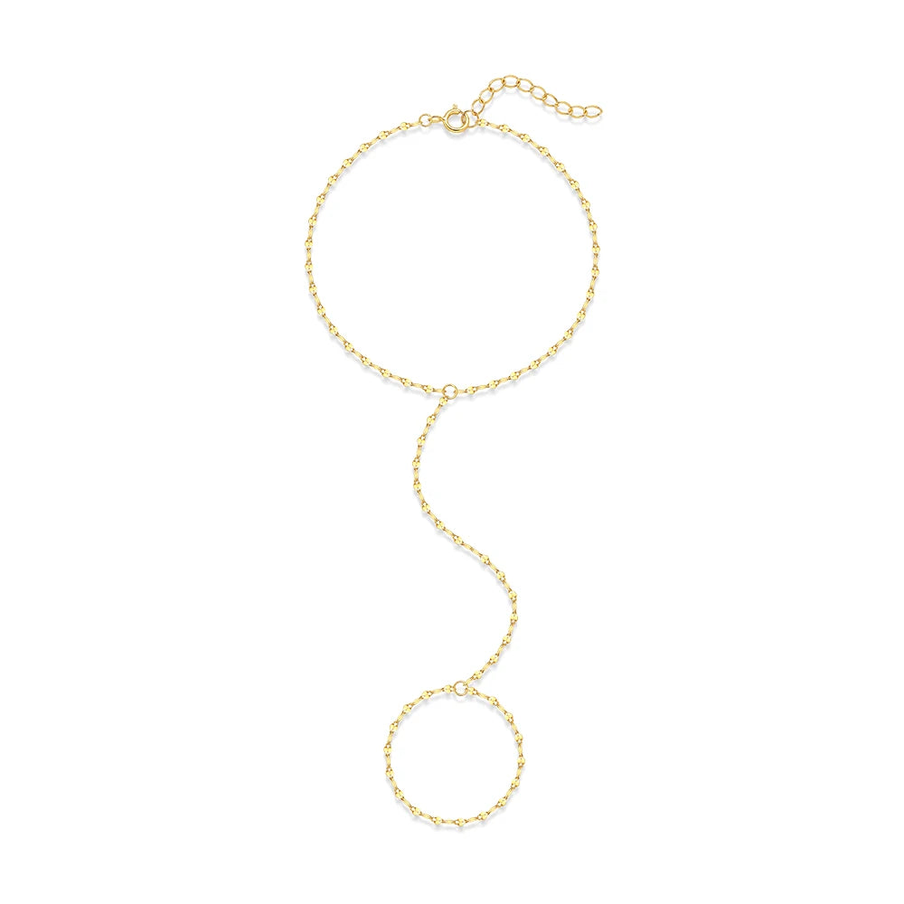 AIDE Female Anklets 925 Sterling Silver New Arrival Simple Design Summer Beach Fashion Long Chains Circle Ring Foot Anklet Jewel