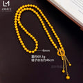 9999 24K gold antique fashion round bead gold necklace women's gold jewelry