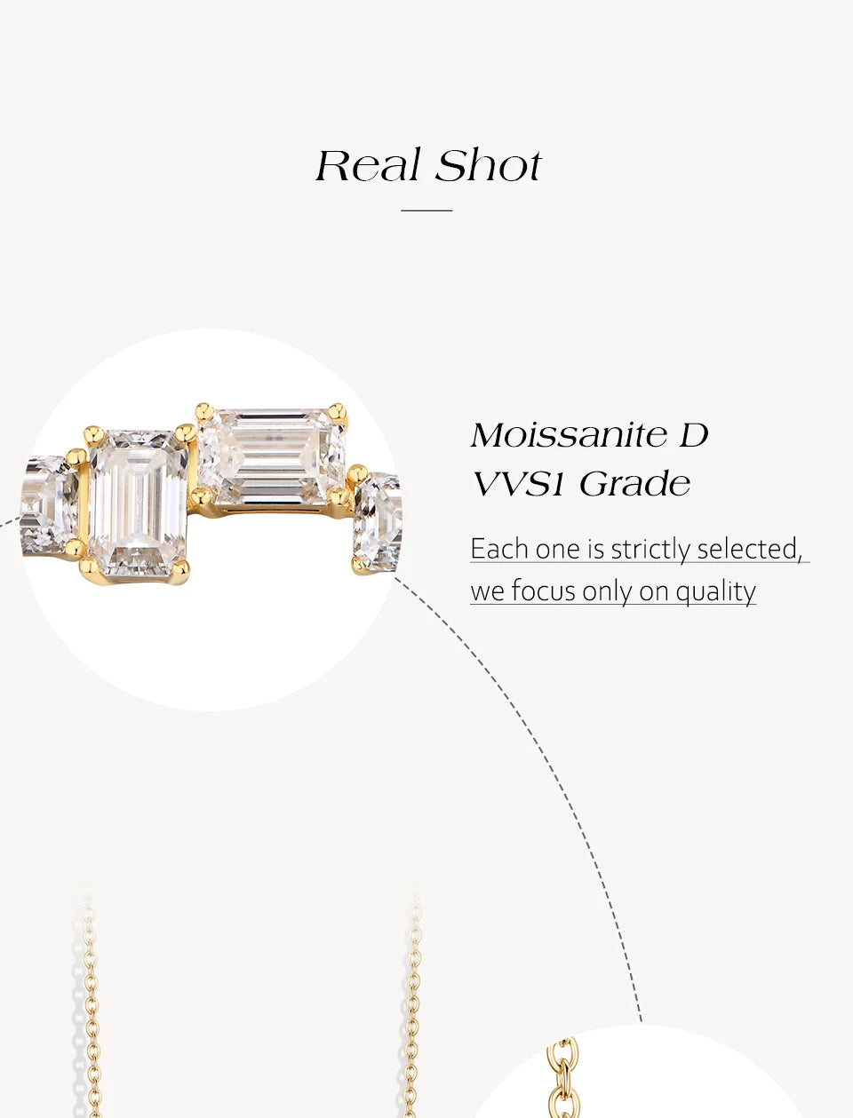 ATTAGEMS Baguette Emerald Cut Moissanite Jewelry Set for Women Rings Earrings Necklace S925 Sterling Silver 3 Piece Wedding Gift