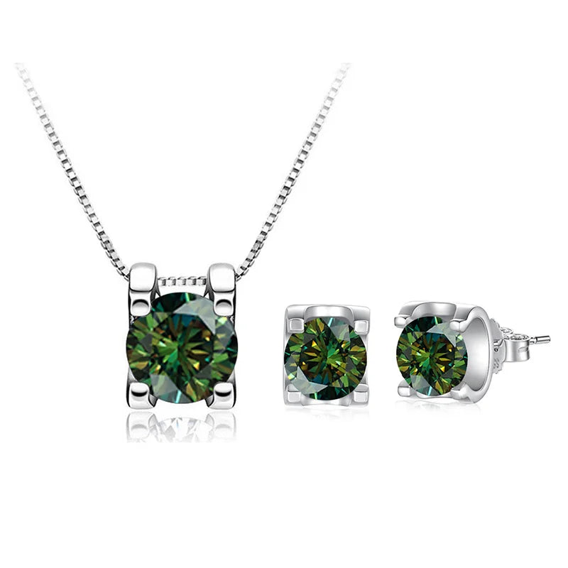 BagueRingen 1ct D Clolor Moissanite Jewelry Sets 925 Sterling Silver Party Wedding Earrings Necklace For Women Bridal Sets Gifts