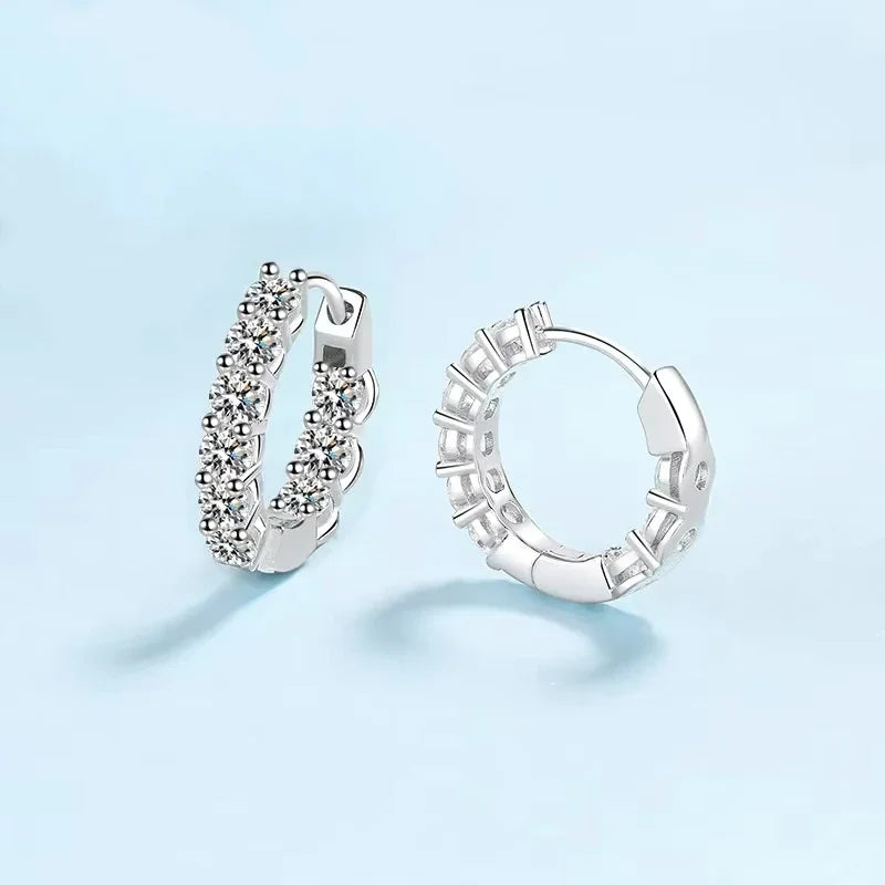 Women Wedding 18K White Gold Hoop Earrings Valentine's Day 1.8CT Moissanite Diamond Girl Friend PT950 Platinum Birthday Gift