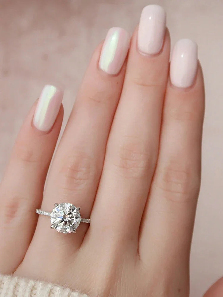 DWJ 2 Carat Gorgeous Round Moissanite Diamond Rings For Women Real 925 Sterling Silver Engagement Wedding Luxury Fine Jewelry