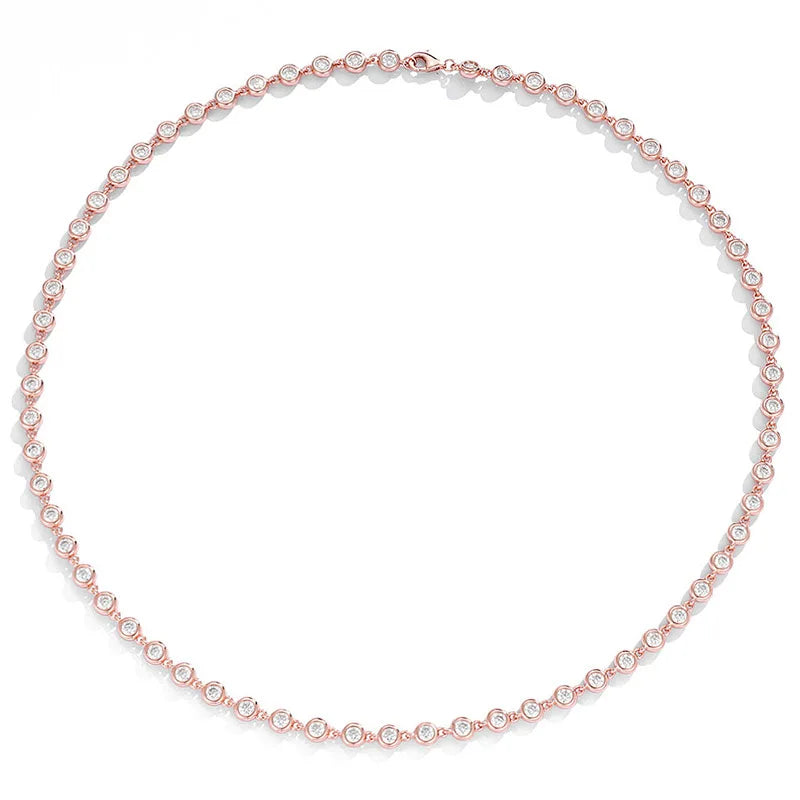 3mm Real Moissanite Bubble Chain Necklace 925 Sterling Silver Iced Diamond Tennis Necklaces Women Hiphop Jewelry Pass Tester