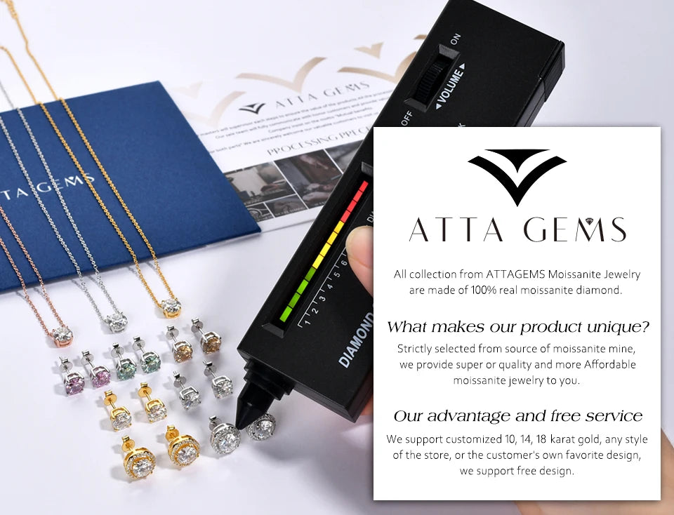 ATTAGEMS Plants Eternity Moissanite Bracelet for Women 925 Sterling Silver Adjustable Classical Tennis Chain Trendy Fine Jewelry