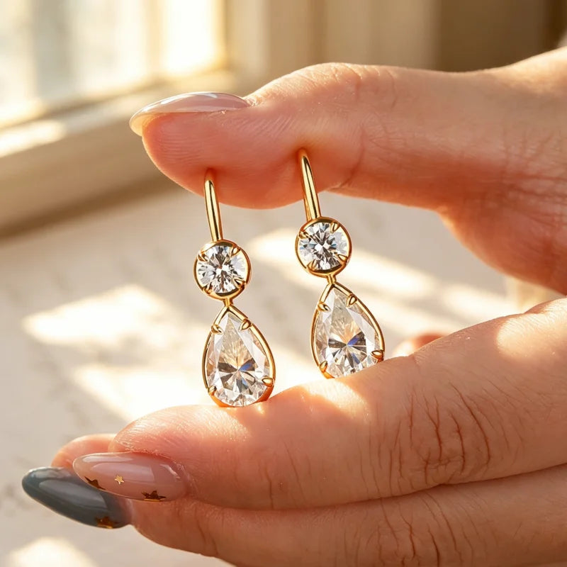 NKHOG 4CT Full Moissanite Drop Earrings Certified 925 Sterling Silver Dangle Earring For Woman Wedding Teardrop Jewelry Gift
