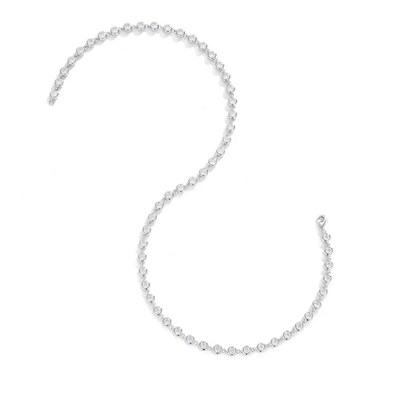3mm Real Moissanite Bubble Chain Necklace 925 Sterling Silver Iced Diamond Tennis Necklaces Women Hiphop Jewelry Pass Tester