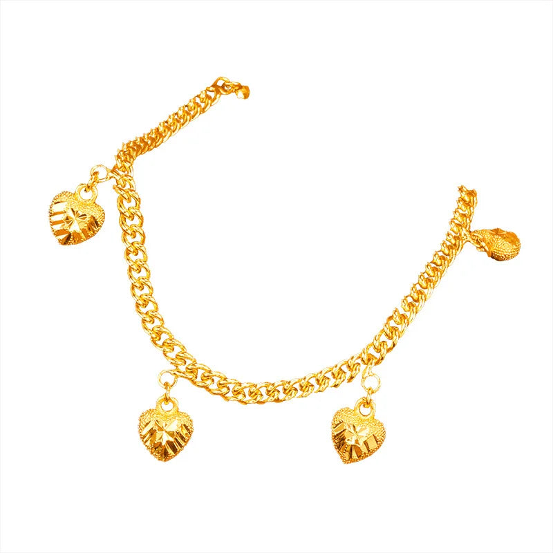 Orginal 24K Gold Plated Bracelet for Men Women Heart Love Pendant Bracelets Bangle Valentine's Day Gifts Wedding Jewelry Gifts