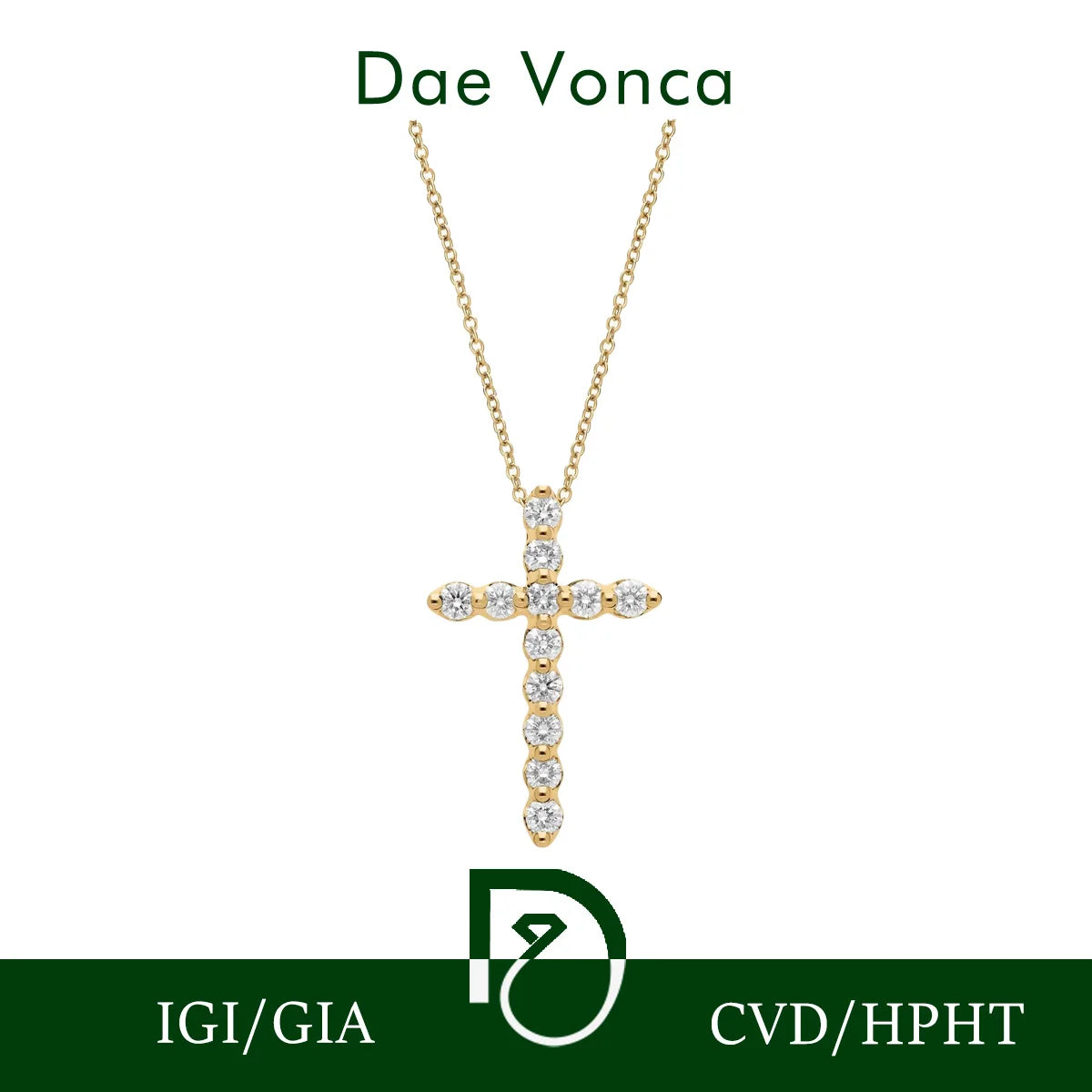Floating Cross Lab Grown Diamond Necklace 9K/14K/18K Yellow Gold Round Lab Diamond Necklace Fine Jewelry for Women Best Sellers