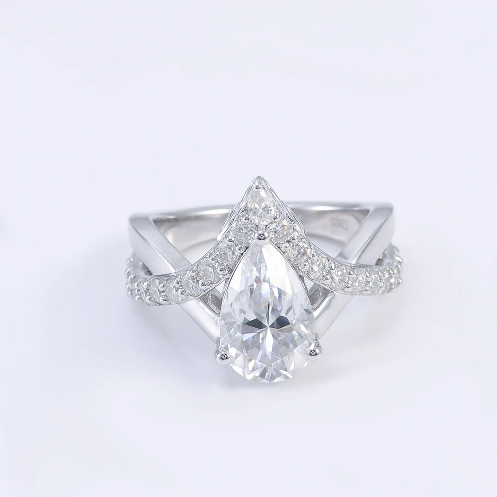 Provence 10K/14K/18K Moissanite Eternity Rings for Women D Color VVS Pear Cut 3.5CT Custom Statement Rings Twisted Rings
