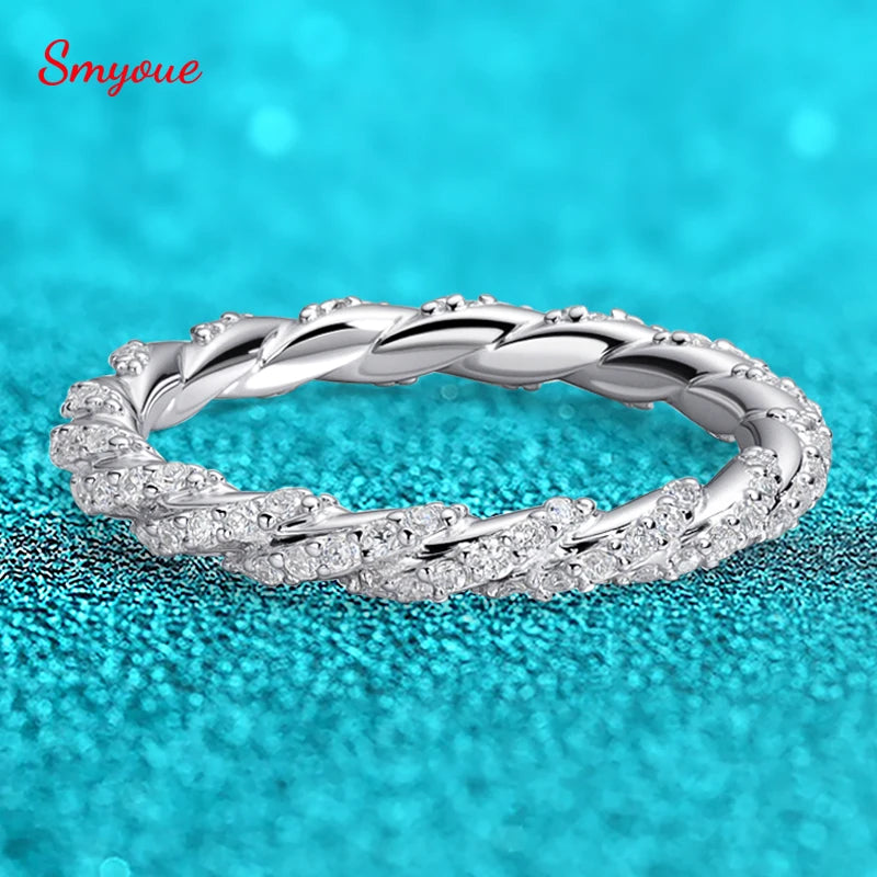 Smyoue 1mm All Real Moissanite Rings for Women Certified Full Diamond Bridal Jewelry 100% S925 Sterling Silver Wedding Bands GRA