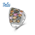 Luxury 925 sterling Silver Ring Natural Multi-Tourmaline Women's fineJewelry Party Gift Bolaijewelry
