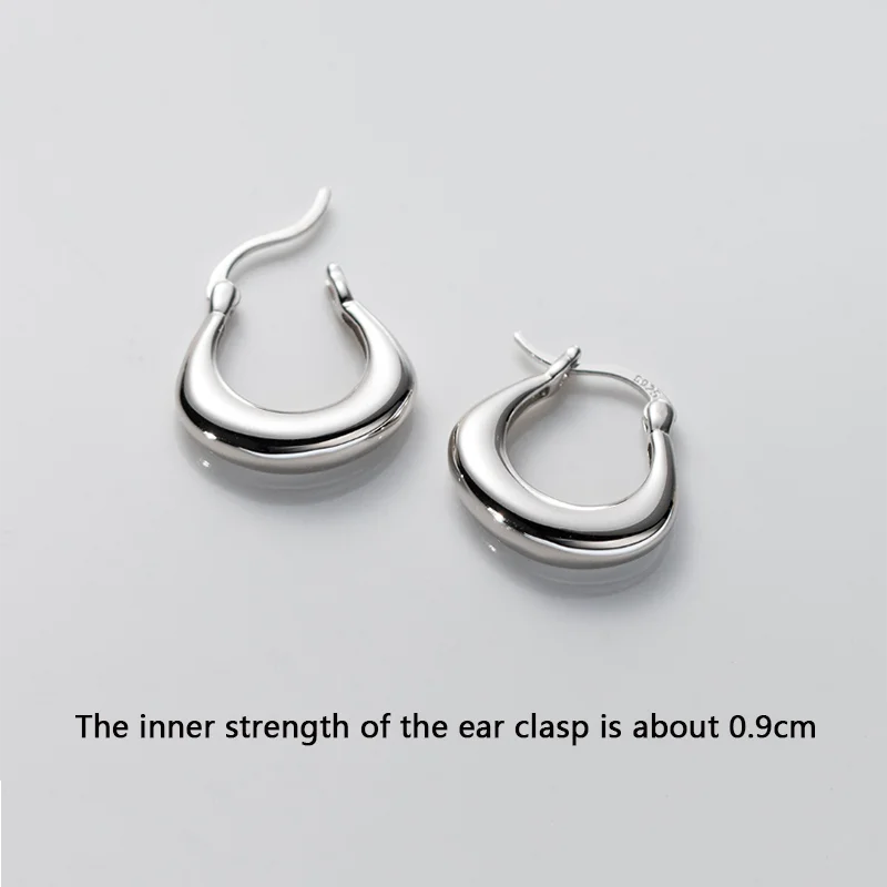 WANTME 925 Sterling Silver Statement Gold U-shaped Piercing Hoop Earrings for Women Fashion Simple European Loop Devise Jewelry