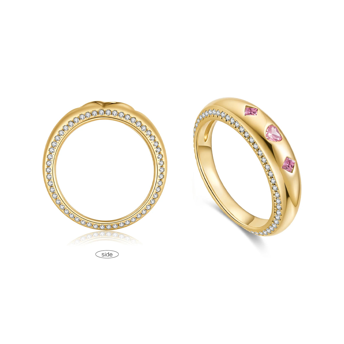 ANDYWEN 925 Sterling Silver Sweetheart Pink Zircon Ring Set Stackable Promise Rings Romantic Luxury Valentine Women Gift