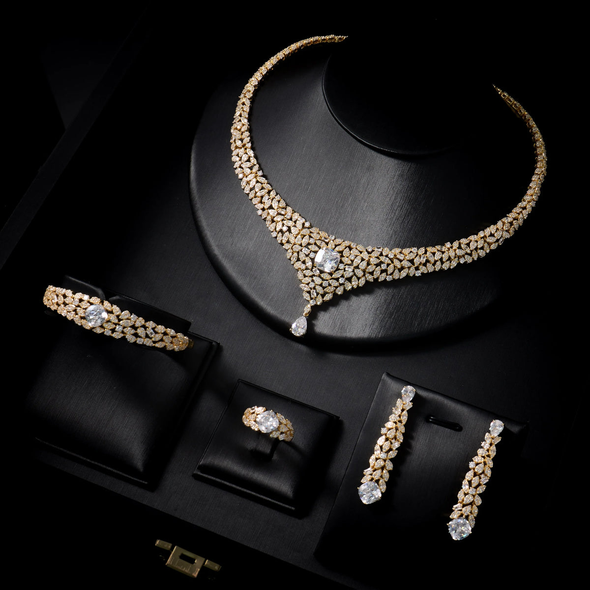 023818 Women Necklace Sets Cubic Zirconia Bridal Jewelry DuBai Saudi Wedding Engagement Party Festival Jewel Accessory