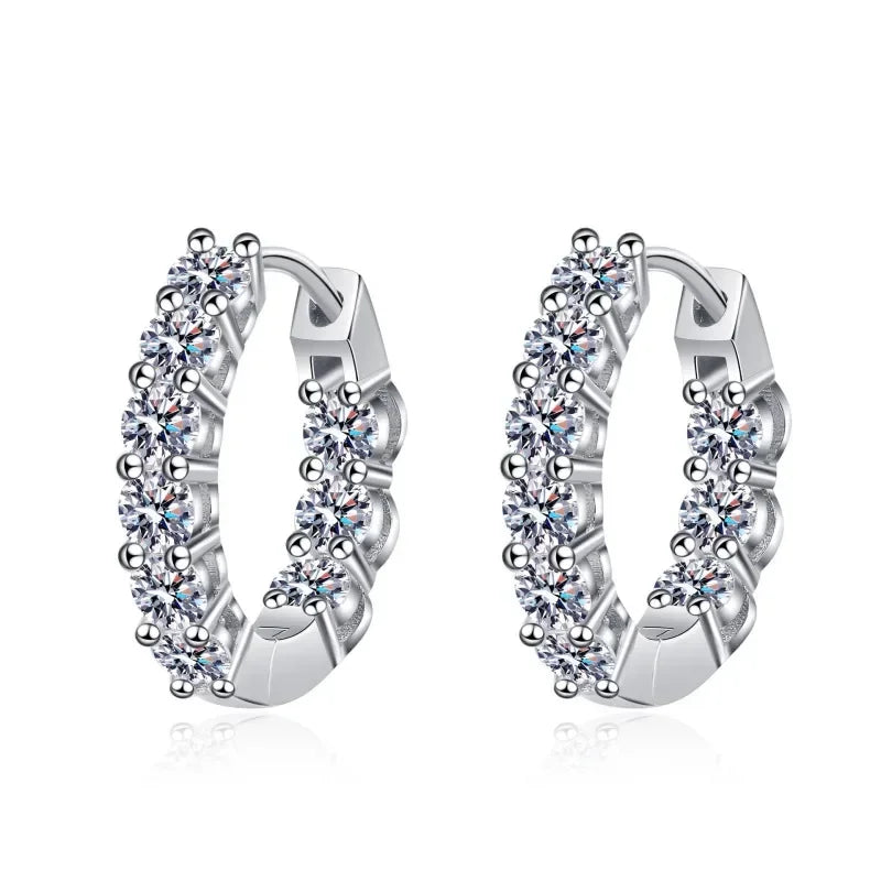 Women Wedding 18K White Gold Hoop Earrings Valentine's Day 1.8CT Moissanite Diamond Girl Friend PT950 Platinum Birthday Gift