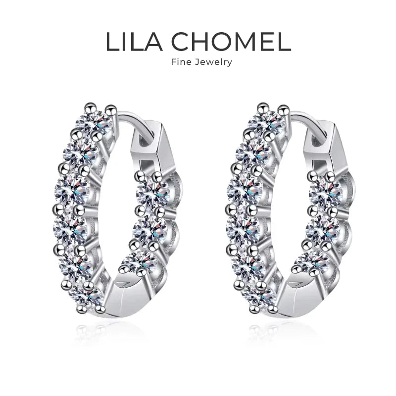 Women Wedding 18K White Gold Hoop Earrings Valentine's Day 1.8CT Moissanite Diamond Girl Friend PT950 Platinum Birthday Gift