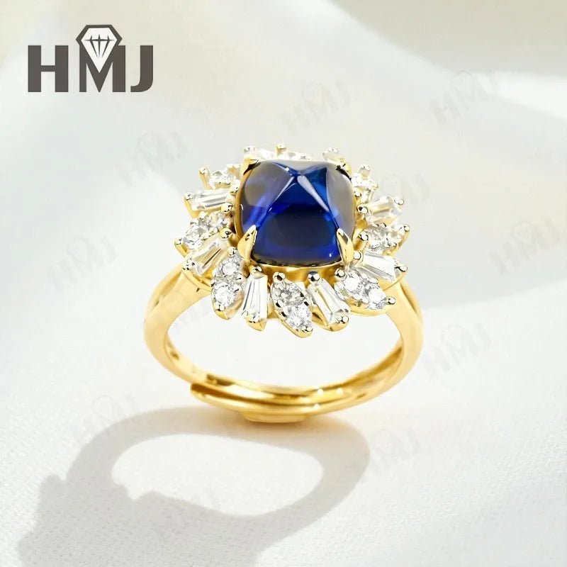 Finger Ring with 4CT Sugar Tower Lab Grown Sapphire Padparadscha 925 Silver for Women Man Engagement Banquet Accasion Christmas