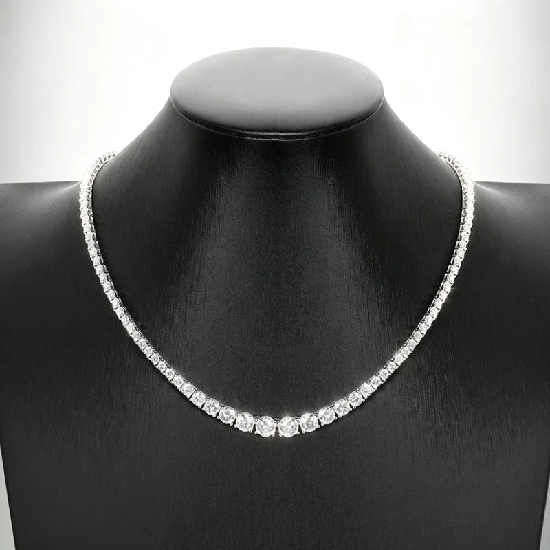 Full Moissanite Tennis Necklace Woman 925 Sterling Sliver Neck Chain Choker Necklace Sparkling Wedding Bridal Fine Jewelry Gifts
