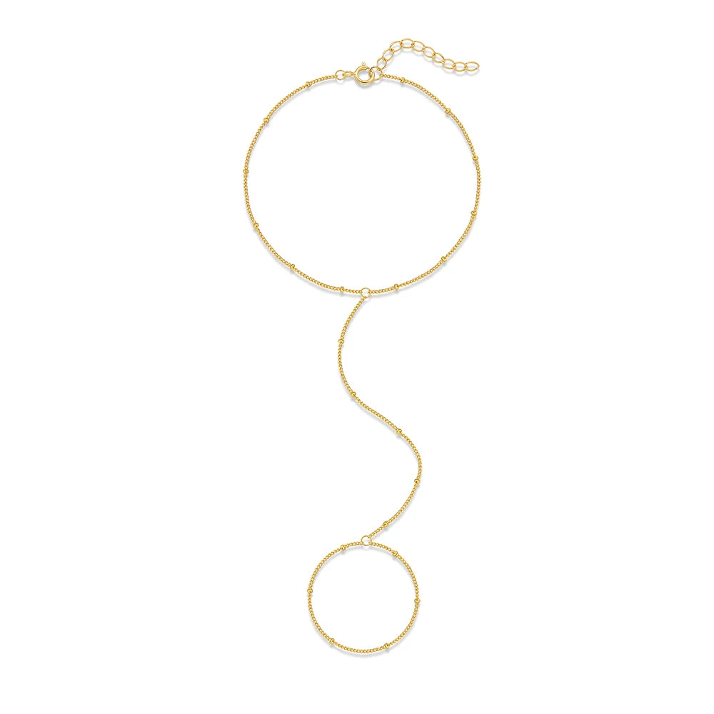 AIDE Female Anklets 925 Sterling Silver New Arrival Simple Design Summer Beach Fashion Long Chains Circle Ring Foot Anklet Jewel