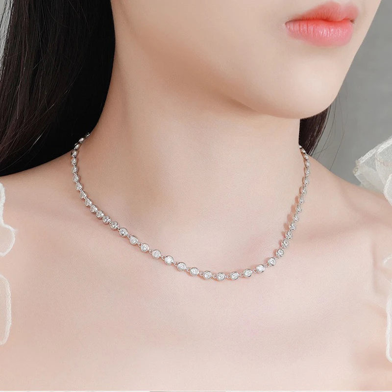 3mm Real Moissanite Bubble Chain Necklace 925 Sterling Silver Iced Diamond Tennis Necklaces Women Hiphop Jewelry Pass Tester