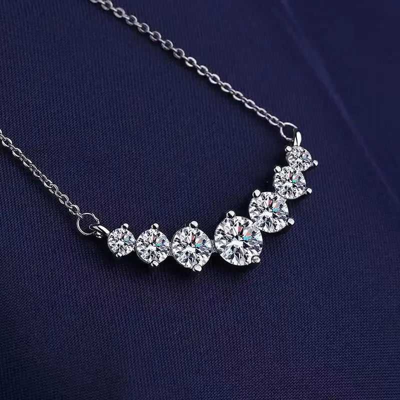 PT950 Morganite Seven-Star Necklace - Straight Drop Pendant Jewelry for Women - Simple and Elegant - High-End Necklace