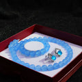 High Ice Blue Round Bead Necklace Set, Fashionable and Versatile.