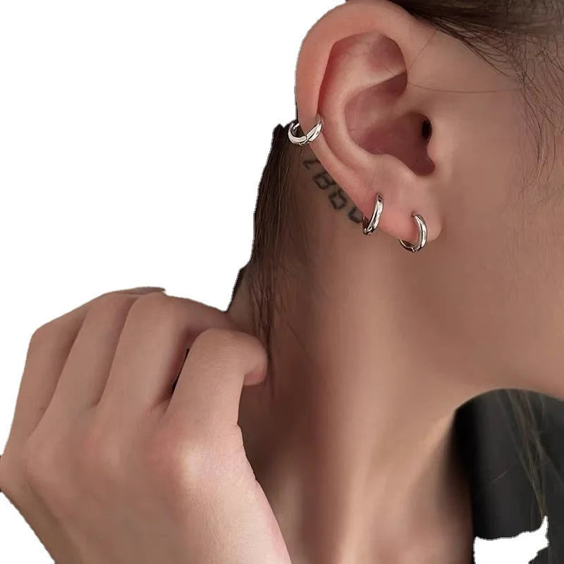Exquisite 925 Sterling Silver Small Earrings, Plain Silver, Comfortable Earrings, Smooth Earrings, Suitable for Girls, Women