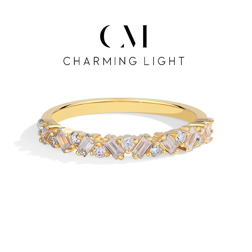 CHARMING Elegant Moissanite Rings Sparkling Lab Diamond 925 Sterling Silver for Women Wedding Band Fine Jewelry Gifts Hot Sale