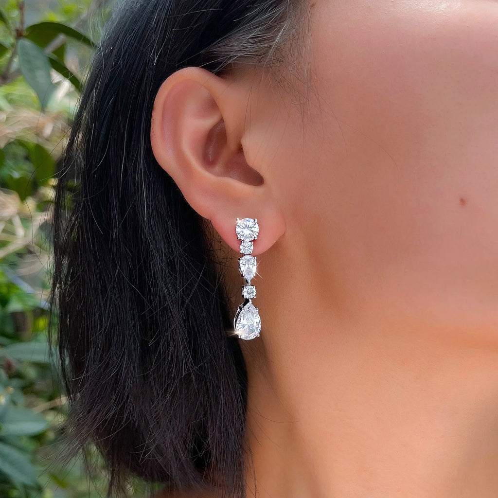 Pera Classic Shiny High Quality Cubic Zirconia Long Water Drop Dangle Earrings for Women Bridal Party Wedding Jewelry DE041