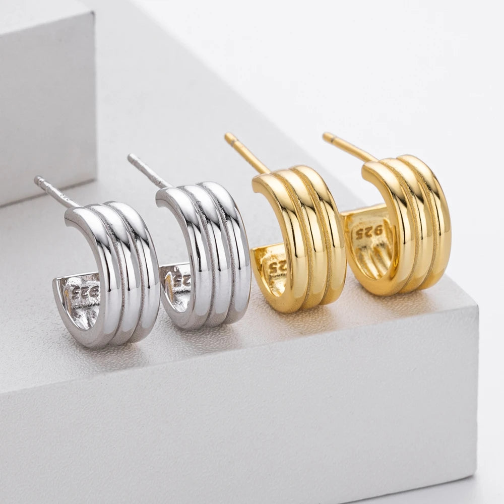 Fashion Earrings S925 Sterling Silver Plated with 18K Gold Ear Studs for Woman Party Jewelry Gift