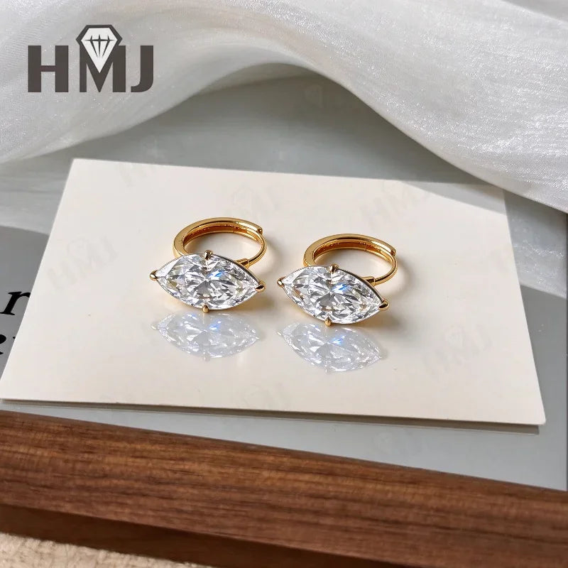 18K Gold Hoop Diamond Earrings Marquise Cut 1.5ct DEF VS Unique Wedding Bridal Jewelry Birthday Anniversary Party Gifts Charms