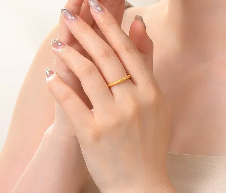 24k pure gold finger rings 3d hard gold jewelry 999 real gold wedding rings for women