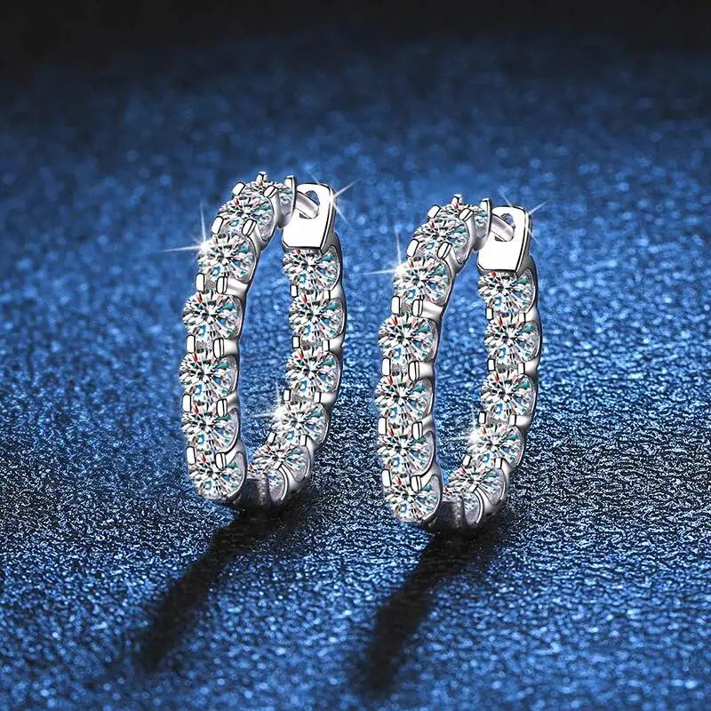 2.6Ct D Color Moissanite 925 Sterling Sliver Plated White Gold Hoop Earring For Women Wedding Party Jewelry