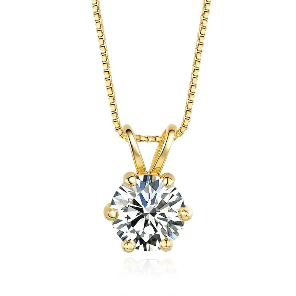 Luxury 100% Real 18k Gold Women's Necklace D Color Moissanite Diamond Pendant Square Bag Round Bag Necklace