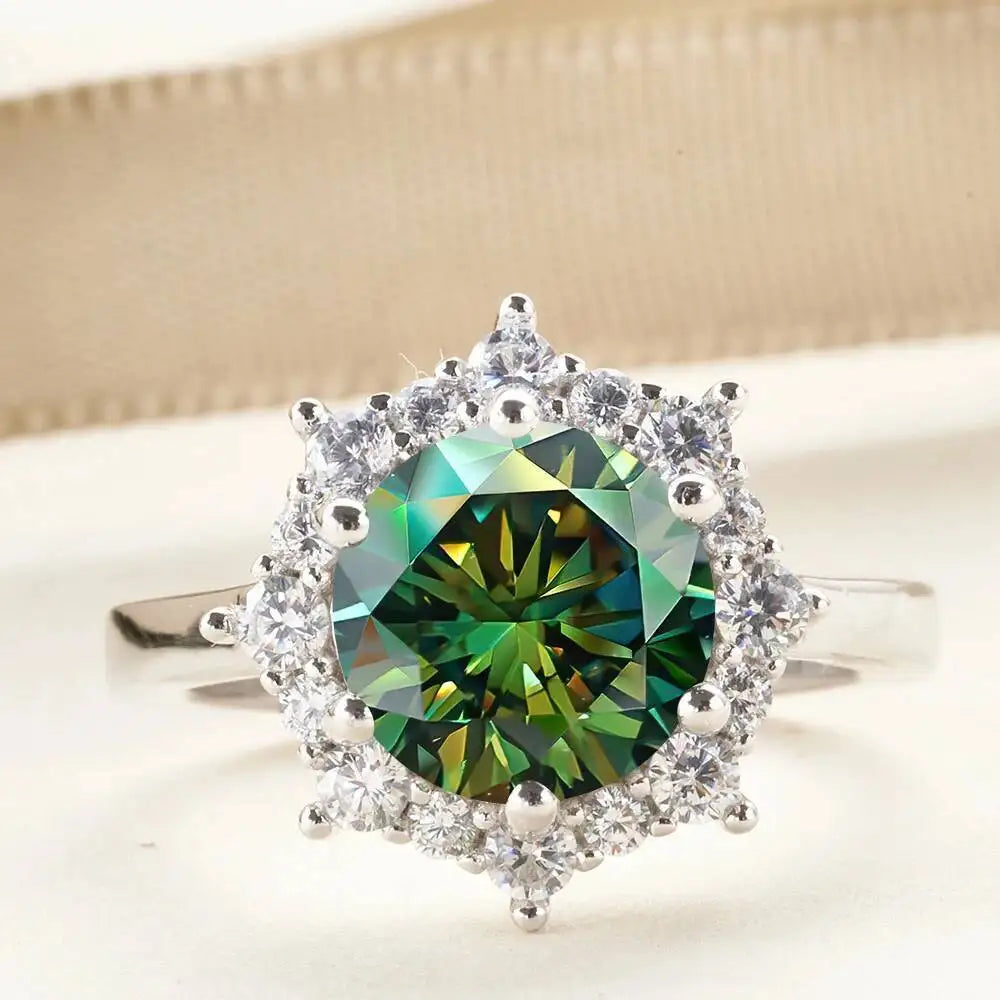 JH Real Moissanite Luxury Flower Ring 3.0Carat Diamond Fancy Wedding Rings For Women 925 Sterling Silver Fine Jewelry