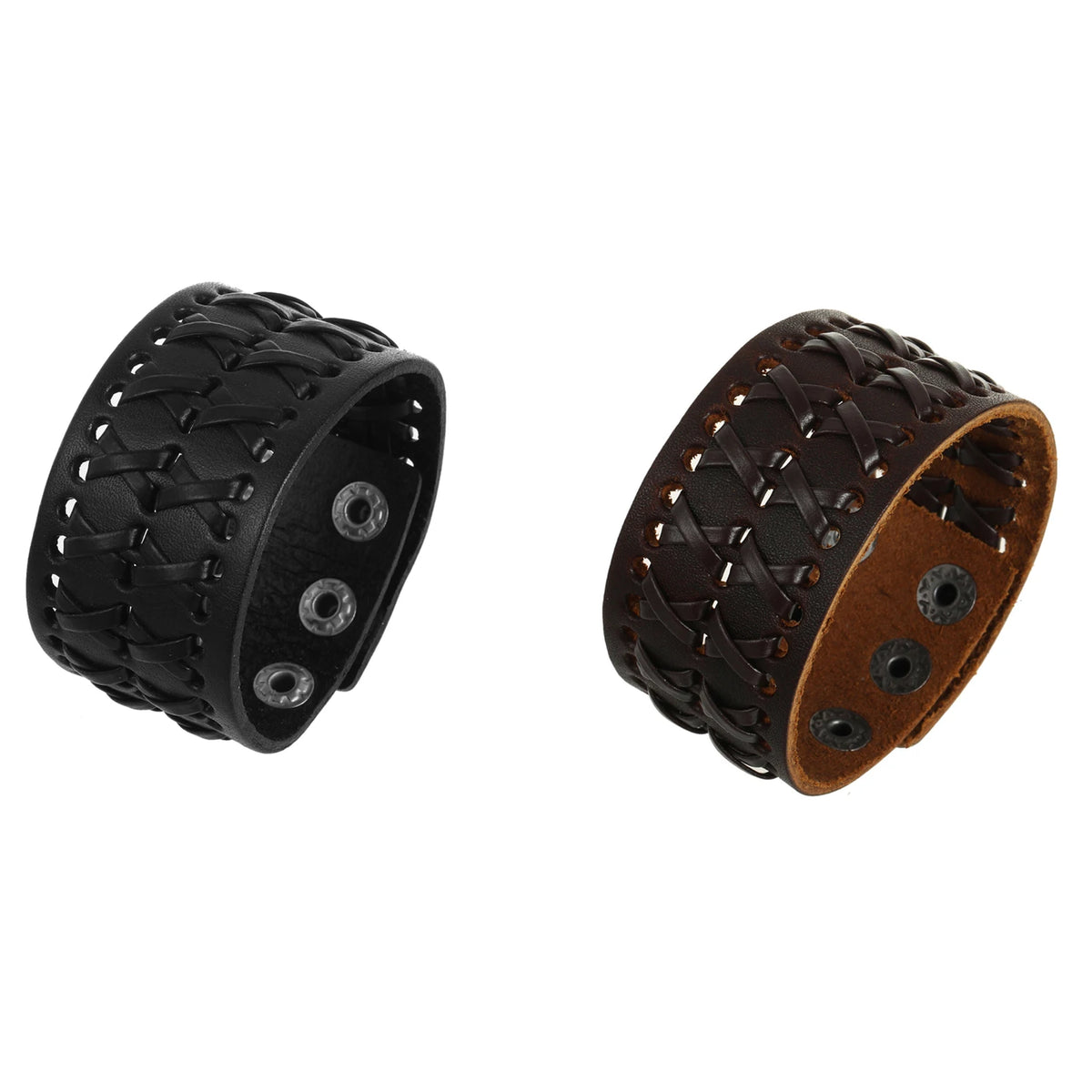 2 Pcs Punk Leather Cuff Bracelet Adjustable Straps Wrap Bracelets Cuff Gothic Leather Wristbands for Men, Women
